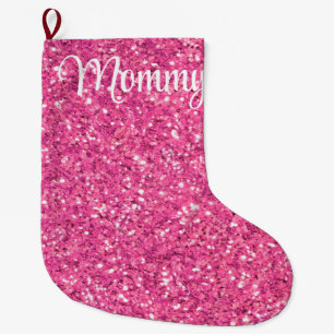 Pink  sparkling glitter pattern             large christmas stocking
