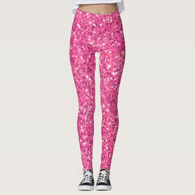 Pink sparkling glitter pattern        leggings (Front)