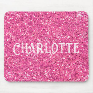 Pink sparkling glitter pattern mouse pad