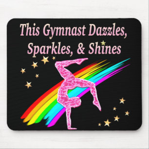 PINK SPARKLING GYMNASTICS DESIGN MOUSE MAT