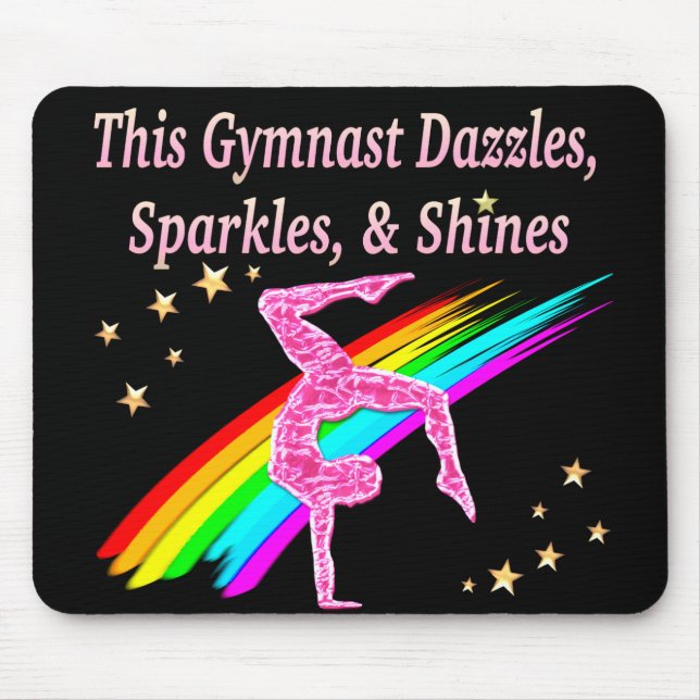 PINK SPARKLING GYMNASTICS DESIGN MOUSE MAT (Front)