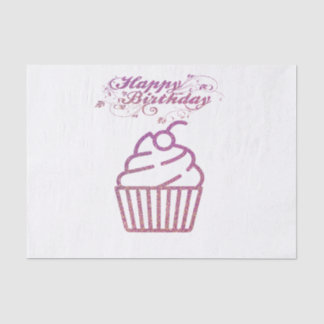 Pink Sparkly Birthday Cupcake Tissue Paper