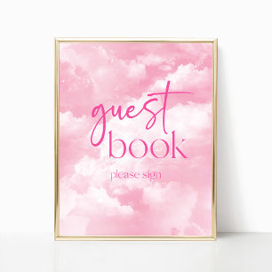 Pink Sparkly Clouds Guest Book Sign