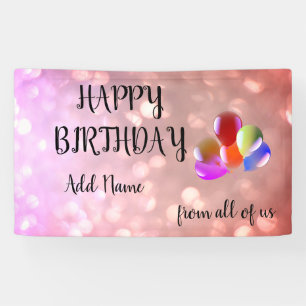 Pink Sparkly design Happy Birthday Banner