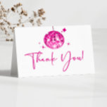 Pink Sparkly Disco Ball Birthday Party Thank You Card<br><div class="desc">This is a Pink Sparkly Disco Ball Birthday Party Thank You Card!</div>