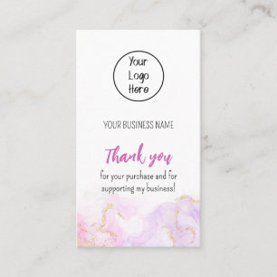 Pink sparkly gradient business card rate thank you
