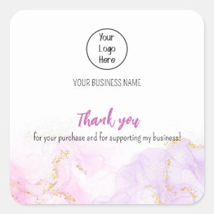 Pink sparkly gradient business card rate thank you square sticker