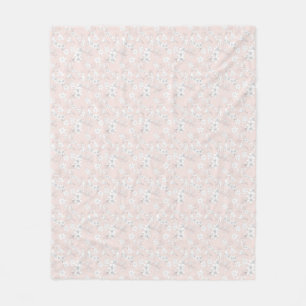 Pink sparrow, flower pattern fleece blanket