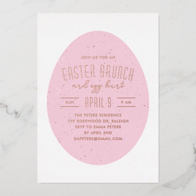 Pink Speckled Egg Easter Hunt Party Invitation (Front)