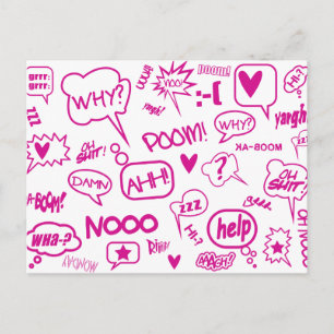 pink speech bubbles postcard 01