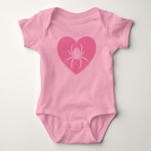 Pink Spider Heart Baby Bodysuit