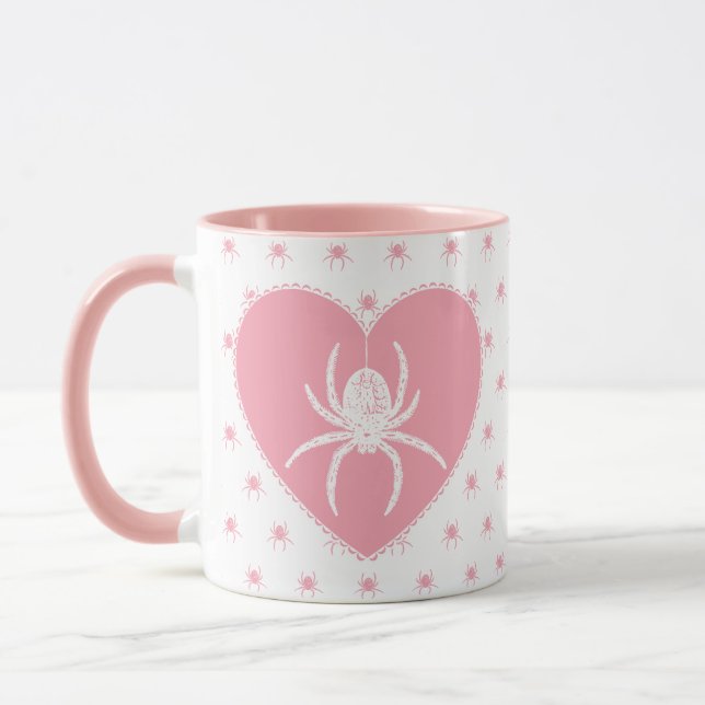 Pink Spider Heart Mug (Left)