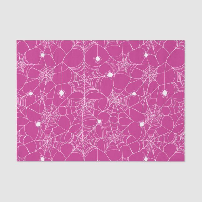 Pink Spider Web Halloween Tissue Paper (Front)