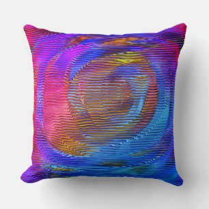 Pink spiral rainbow with relief and messy stripes cushion