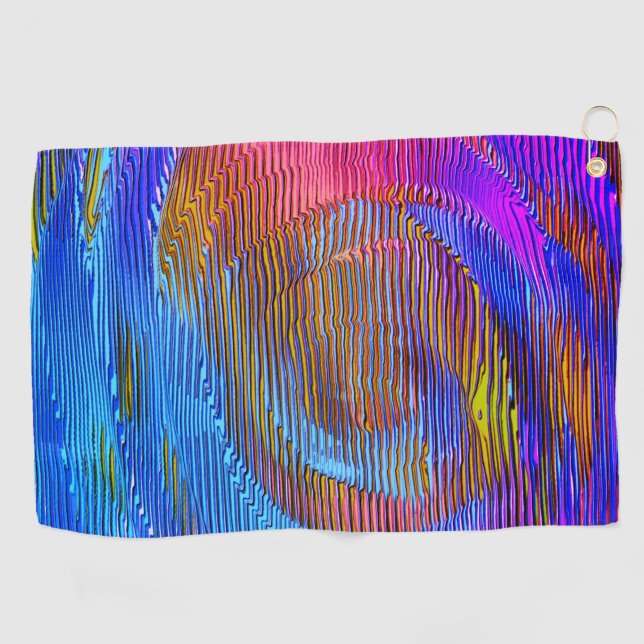 Pink spiral rainbow with relief and messy stripes  golf towel (Horizontal)