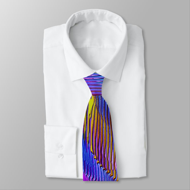 Pink spiral rainbow with relief and messy stripes  tie (Tied)