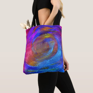 Pink spiral rainbow with relief and messy stripes tote bag