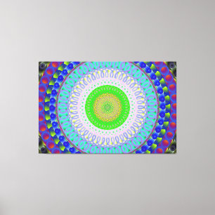 Pink Spirit Mandala Circle Stretched Canvas Print