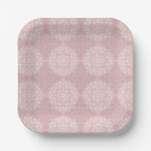 Pink spiritual Indian mandala pattern Paper Plate
