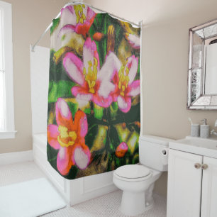 Pink Splash Flowers Shower Curtain