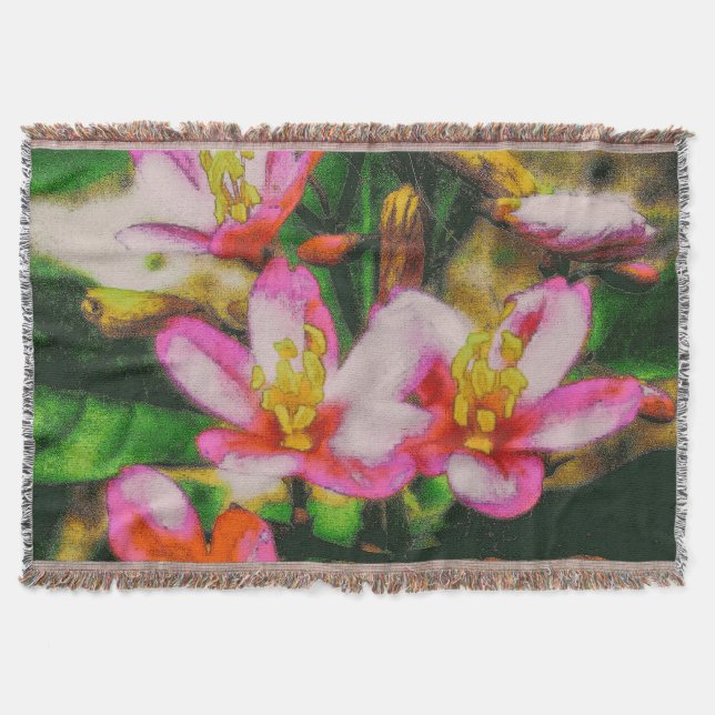 Pink Splash Flowers Throw Blanket (Front)