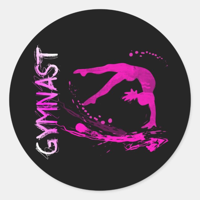 Pink Splash Gymnast Shirts Bags Button etc. Classic Round Sticker (Front)