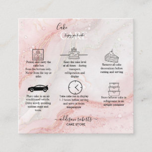 Pink Splash Liquid Glitter Marble Cake Care   Square Business Card
