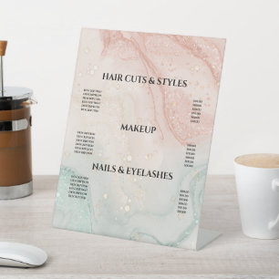 Pink Splash Liquid Glitter Marble Pedestal Sign