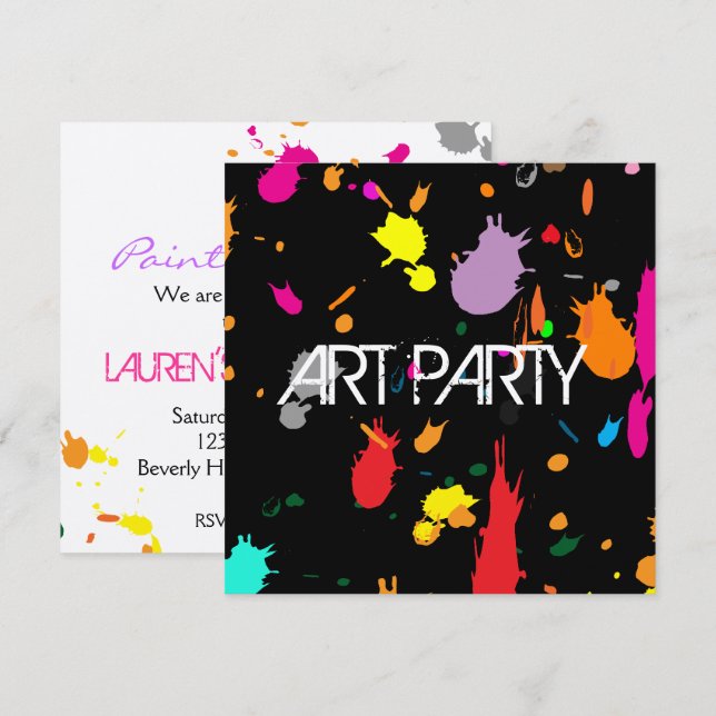 Pink Splatter Invitation (Front/Back)