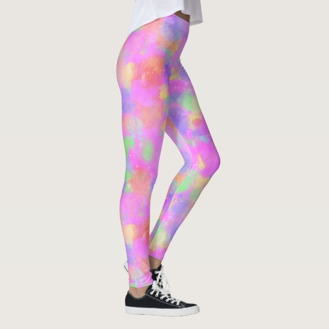 Pink Splatter Paint Artist Look Colourful Pastel Leggings (Right)