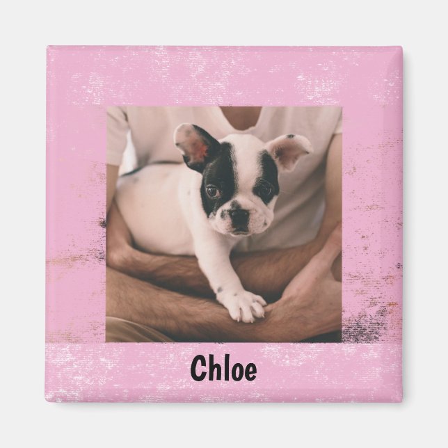 Pink Splatter Photo Frame with Name Magnet (Front)