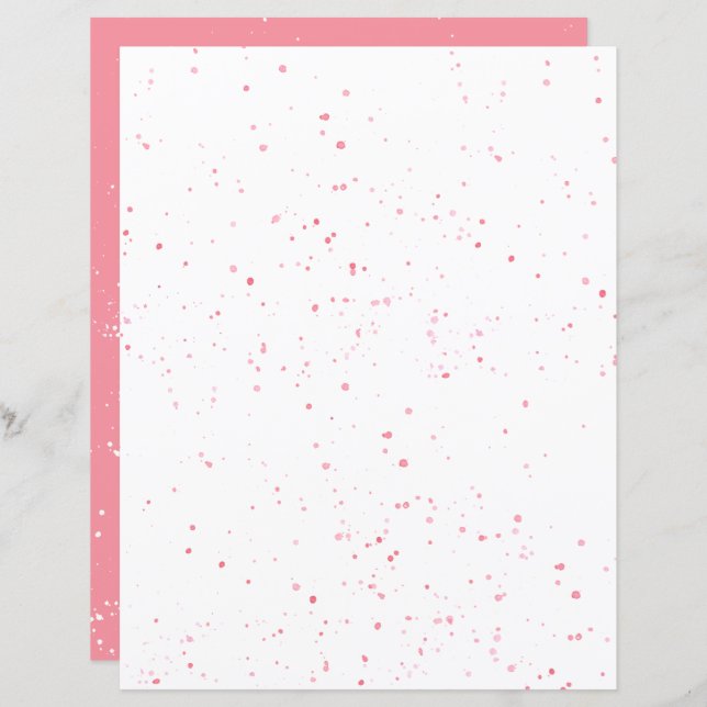 Pink Splatter Scrapbook Paper Sheet (Front/Back)