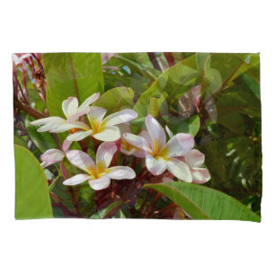Pink Splendor, Pink Frangipani Blooms On A Tree Pillowcase