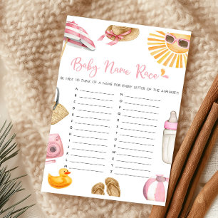 Pink Splish Splash Baby Shower Baby Name Race Game