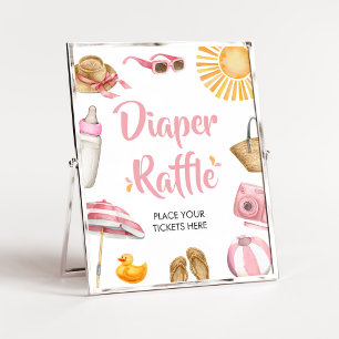 Pink Splish Splash Baby Shower Diaper Raffle Poster
