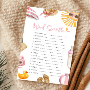 Pink Splish Splash Baby Shower Word Scramble Game