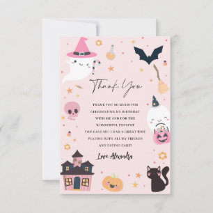 Pink Spooky Birthday Thank You Card