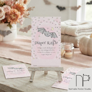 Pink Spooky Cute Diaper Raffle Fall Baby Shower Enclosure Card