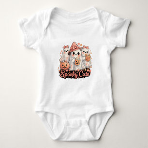 Pink Spooky Cute Halloween Ghosts & Pumpkin Baby Bodysuit