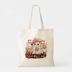 Pink Spooky Cute Halloween Ghosts & Pumpkin Tote Bag