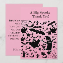 Pink Spooky Ghosts and Webs Design