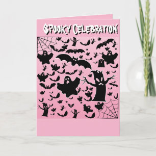 Pink Spooky Ghosts Bats and Webs Celebration Desig Invitation
