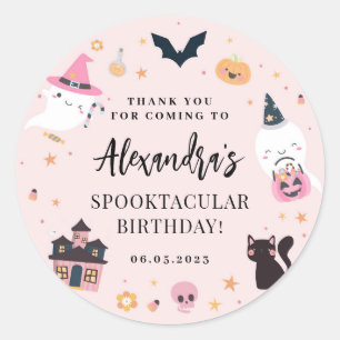 Pink Spooky Halloween Birthday Sticker