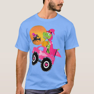 Pink Spooky Halloween Monster Truck Pumpkin Mummy  T-Shirt