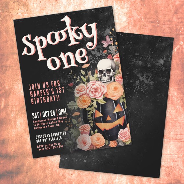 Pink Spooky One 1st Birthday Party Invitation (Pink Spooky One 1st Birthday Party Invitation)