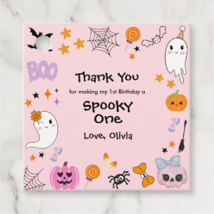 Pink Spooky One Halloween 1st Birthday Favour Tags