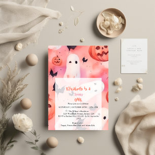 Pink Spooky One Halloween Birthday Invitation