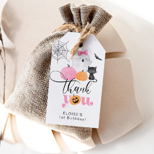 Pink Spooky One Halloween birthday thank you Gift Tags