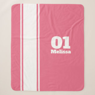 Pink Sport Stripe Monogram Sherpa Blanket