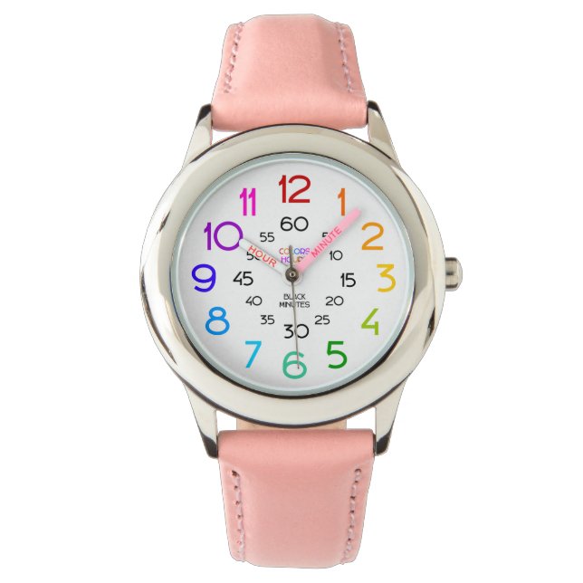 Pink Sport Watch for Girls Labelled Hands (Front)